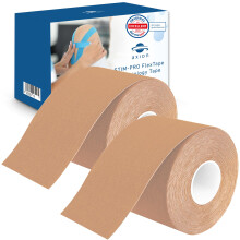 Kinesiology Tape Set of 2 Skin Color from axion German | Waterproof Skin-Friendly Elastic Self-Adhesive Bandage| Physio Tape Ideal for Sports and