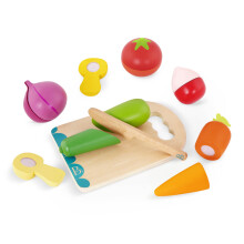 – Chop 'n' Play – Vegetables– Pretend Play Food Set – 6 Wooden Toy Vegetables to Cut – Hook– and– Loop Play Food for Toddlers, Kids –