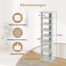 Verstelbaar houten schoenenrek met 8 planken, ruimtebesparend, grijs