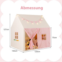 Kinderspeeltent met mat, verlichting en vlaggetjesbanner - Roze