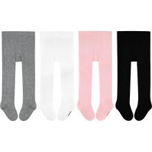 Girls Pantyhose Toddler Baby Tights - 4 Pairs Cotton Black White Pink Gray 18-24 Months Infant Girls Tights Newborn Kids Pantyhose