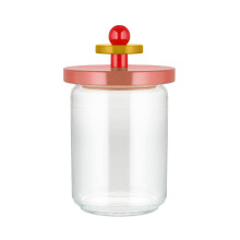 Mr. Sottsass I Suppose ES16 / 100 2 - Design Hermetic Glass Jar with Lid in Beech, Pink, Red and Yellow Wood
