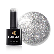 Dazzling Platinum Gel Nail Polish 10ml, Silver Rally - BDP08, Silver Glitter Gel Nail Polish for 21 Day Manicure, Requires Curing Under LED UV Nail
