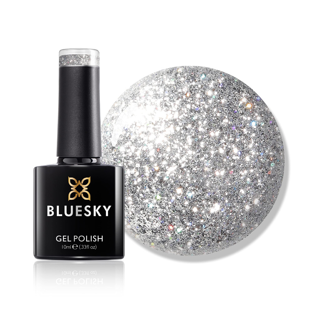 Bluesky Dazzling Platinum Gel Nail Polish 10Ml, Silver Rally - Bdp08, Silver Glitter Gel Nail Polish For 21 Day Manicure, Requires Curing Under Led Uv Nail - Image 3