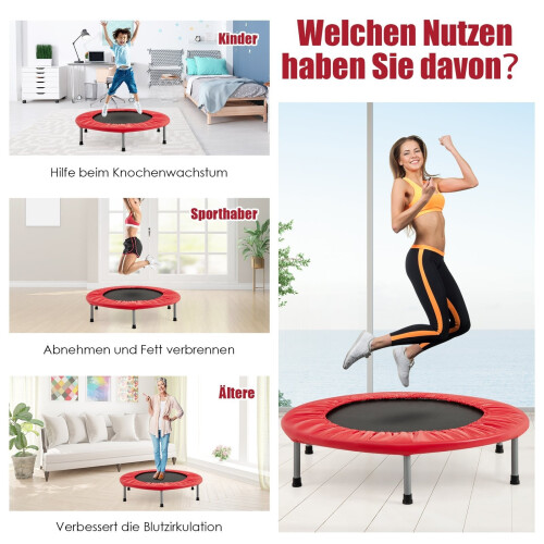 Mini-trampoline, opvouwbaar, 97 cm, draagvermogen 150 kg, rood 2