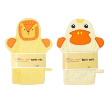 2Pcs Yellow Baby Wash Mitt - Cute Animal Designs Kids Washcloths Glove, Child Bath Mitt for Cleanse The Skin(Lion, Duck)
