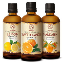 Essential Oil Set - 3x100ml - Lemon & Orange & Mandarine Oil - Citrus Essential Oils - Aromatherapy Oils for Diffusers and Aromalamps - Home Fragrance
