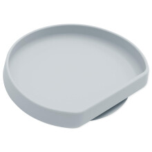 Toddler and Baby Suction Plate, Silicone Grip Dish for Babies and Kids, Baby Led Weaning, Children Feeding Supplies, Non Skid Sticky Bottom, Platinum