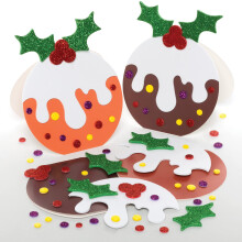 FE877 Christmas Pudding Card Kits - Pack of 6, Card Making Kit for Kids, Make Your Own Christmas Cards, Ideal Festive Arts and Crafts Project