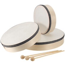 3 Pack 6, 8, 10 Inch Hand Drum Set, Frame Drum with Beater, Wood Frame Drums with Drum Sticks Pre-tuned Sheepskin Head Percussion for Music