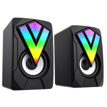 GameMax Stereo RGB LED Gaming Speakers USB Wired Powered 3.5MM For PC Laptop