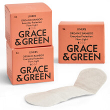 Grace & Green - Sustainable Bamboo Underwear Liners - 72 Pack | Ultra Thin & Super Soft | Ideal for Light Flow or Spotting | Everyday Discharge &