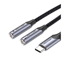 USB C to 3.5mm Aux Audio Headphone Splitter, VENTION USB C Splitter 2 Port Compatible with iPhone 15 Pro Max/15 Pro/15 Plus, Samsung Galaxy S24/23/22,