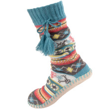 Women's Soft Fuzzy Furry Gripper Slipper Socks with Tassel - Multi Snowflake - Women's Shoe Size 2-7
