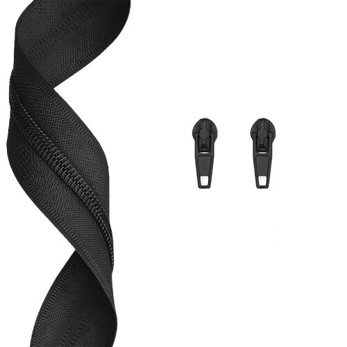 Plain Black Colour 3mm Zip By the Meter
