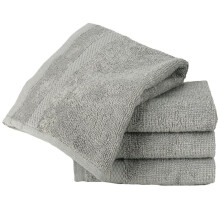 Face Cloth Set of 4, Egyptian Combed Cotton, 30cm x 30cm Wash Cloth Flannel, Very Soft & Absorbent, Quick Dry 600gsm Bathroom Towels. (Silver)