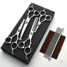 (Silver) Professional Dog Grooming Kit - Safe Thinning Shears & Comb