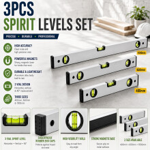 3pc Spirit Level Set 400mm 600mm 1000mm Magnetic