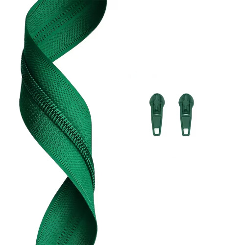 Plain Green Colour 3mm Zip By the Meter