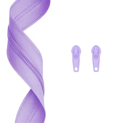 Plain Lilac / Light Purple Colour 3mm Zip By the Meter
