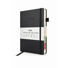 A5 Diary 2026 Day Per Page – Premium Daily Planner Designed for Clear Structure & Organisation, Shared Weekend Pages, Hardcover, UK Holidays,