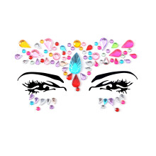 9 PCS Face Gems Adhesive Glitter Jewel Tattoo Sticker Festival Gems Rave Party Body Make Up Z9ZAKMIXA Multi-colored