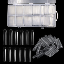 240 PCS 12 Size 3XL Tapered Square Full Cover Nail Tips, Extra Long Clear Nail Tips for Acrylic Nails Professional, No C Curve Fake Nail Tips with Box