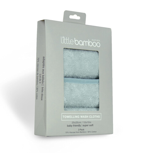 Towelling Wash Cloth 3Pk - Whisper 2