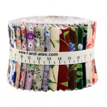 CraftsFabrics 2.5'' x 44'' 20pcs Pre-Cut Kona Quality Floral Series Jelly Rolls Strips 100% Cotton Fabric, Ideal for Quilting, Scrapbooking, Sewing,