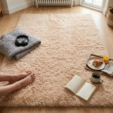 (Beige, 120 x 170 cm) Shaggy Non Slip Rugs Bedroom Living Room Area Rugs Hallway Runner Fluffy Carpets Bath Door Mats