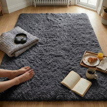 (Grey, 120 x 170 cm) Shaggy Non Slip Rugs Bedroom Living Room Area Rugs Hallway Runner Fluffy Carpets Bath Door Mats