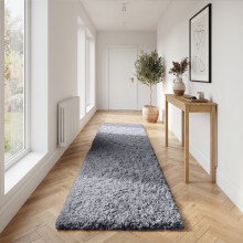 (Grey, 80 x 300 cm) Shaggy Non Slip Rugs Bedroom Living Room Area Rugs Hallway Runner Fluffy Carpets Bath Door Mats