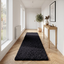 (Black, 80 x 300 cm) Shaggy Non Slip Rugs Bedroom Living Room Area Rugs Hallway Runner Fluffy Carpets Bath Door Mats
