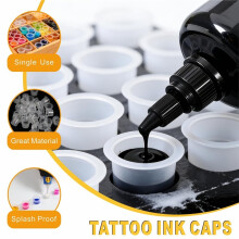303 Stück Tattoo-Tinten-Kappen-Set mit 3 Stück Tintenbecherhalter und 300 Stück Tattoo-Tintenbechern für Künstler & Anfänger