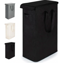 Cesto de ropa delgado con tapa, 60 litros, asa alta, plegable, rectangular, de tela Oxford, para guardar ropa sucia.