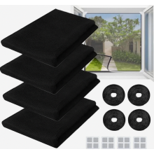 Mosquitera de 4 piezas para ventana, 1,3 x 1,5 m, con malla antiinsectos, 4 rollos de cinta autoadhesiva y 4 parches de reparación.