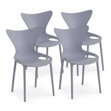 (4x Grey Stacking Chairs) Modern Style Retro Dining Garden Stackable Chairs