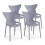 (4x Grey Stacking Chairs) Modern Style Retro Dining Garden Stackable Chairs 1