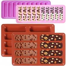 Set van 4 siliconen bakvormen voor mueslirepen, herbruikbare rechthoekige bakvormen, wasbare chocoladevormen, antiaanbak siliconen bakvormen
