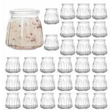 Lot de 30 petits pots à yaourt en verre avec couvercles, pots à dessert en forme de tulipe de 150 ml pour confiture, miel et conserves, en v