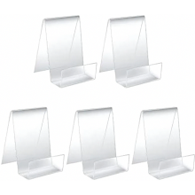 Set van 5 transparante acryl boekenstandaards, schuine tafelstandaards voor foto's, boeken, bladmuziek, kunstwerken en knutselspullen.