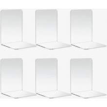 Set van 6 transparante, antislip acryl boekensteunen voor kinderen, school, kantoor en thuisbibliotheek.