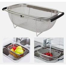Colador de fregadero expandible de acero inoxidable, cesta coladora ovalada con asas de goma, colador de desagüe pequeño de 4 cuartos para k