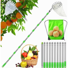 Recolector de fruta, herramienta para recoger manzanas, ayuda para la cosecha de fácil montaje de 4 m, recolector de cerezas con extensión l