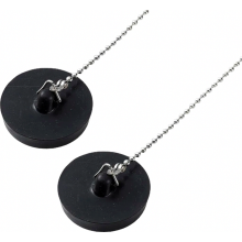 Tapón universal para fregadero (paquete de 2) con cadena de bolas de acero inoxidable, tapón de desagüe para baño y bañera, fregadero de coc