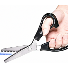 Zigzagstofschaar, professionele kleermakersschaar, roestvrijstalen kartelschaar met comfortabele handgreep voor naaien, Cr