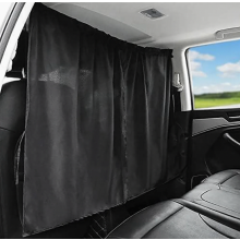 Autogordijn/zonnescherm 190 x 120 cm zwart universele pasvorm voor tussenschot voor de voorstoel en zijramen RV T5 T6