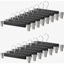 Lot de 15 cintres en bois de 35,5 cm avec pinces, cintres noirs pour jupes et jeans, gain de place dans votre dressing.