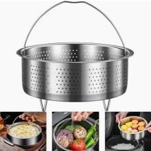 Inserto vaporizador de acero inoxidable para olla, cesta vaporera con asa para verduras, frutas y huevos, redonda de 13,8 cm.