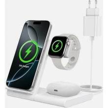 Station de charge 3 en 1 pour iPhone 17/16/15/14/13/12/11, Pro Max Plus, Apple Watch Ultra 3/11/10/9/8, chargeur sans fil compact